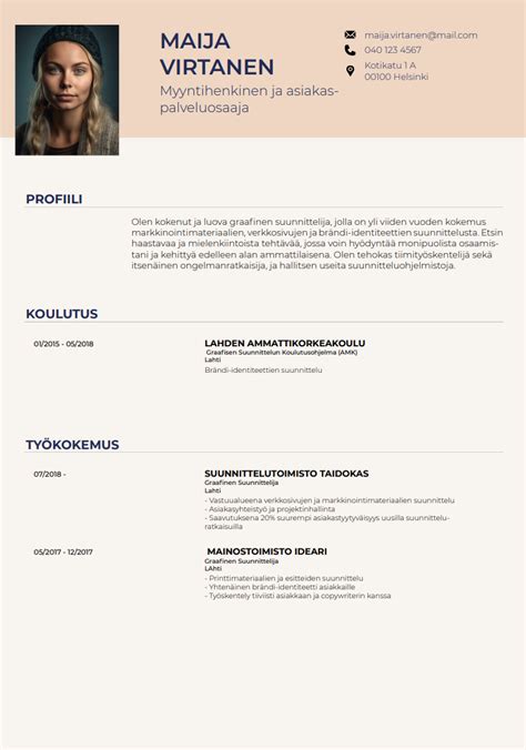 valmis cv pohja|Moderni CV